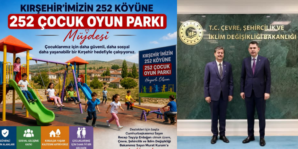 Necmettin Erkan’dan Kırşehir’e Büyük Müjde: 252 Köye 252 Çocuk Oyun Parkı