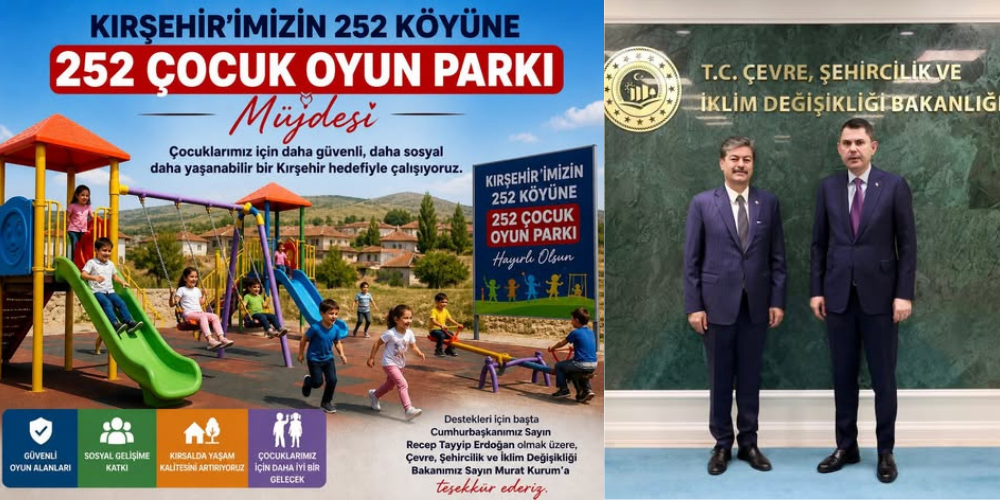 Necmettin Erkan’dan Kırşehir’e Dev Müjde! 252 Köye 252 Çocuk Oyun Parkı