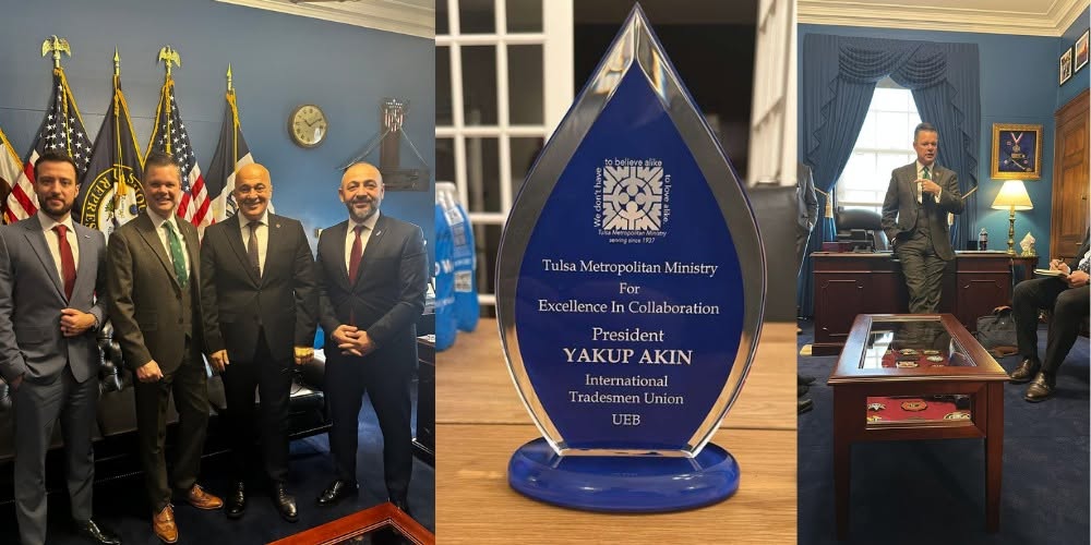 UEB Genel Başkanı Mehmet Özdil'in Görevlendirdiği UEB ABD Başkanı Yakup Akın’a Uluslararası İş Birliği Ödülü