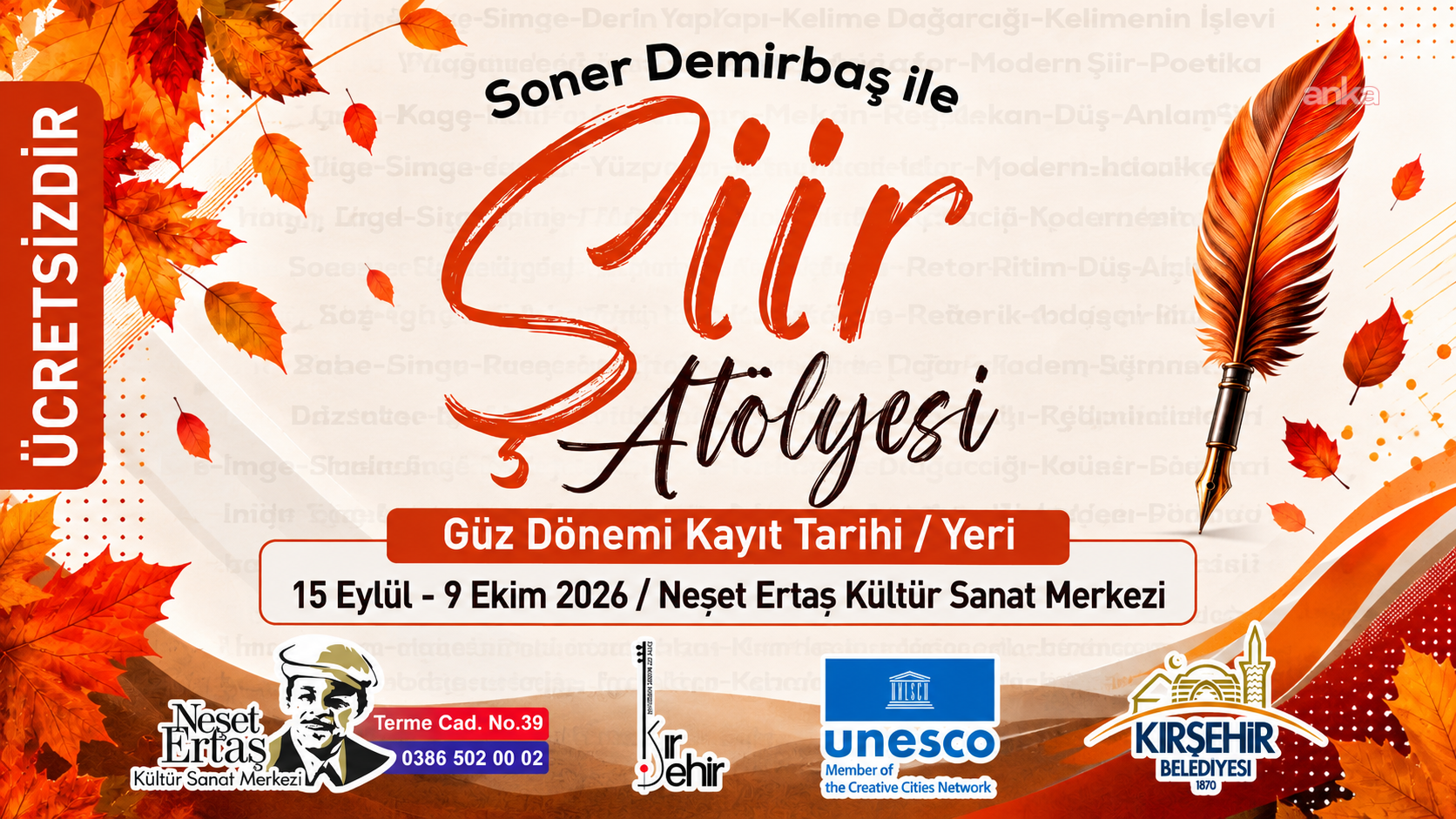 Kırşehir Belediyesi Şiir Atölyesi'nde Güz Dönemi Kayıtları Başladı