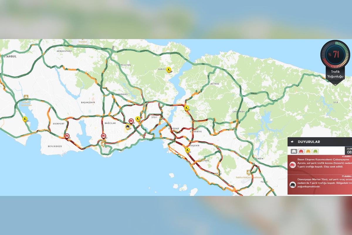İstanbul'da Trafik Yoğunluğu Sabah Saatlerinde Yüzde 71'e Çıktı